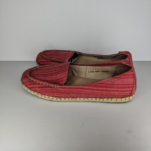 BORN ESPADRILLE RED FLATS 8.5 SITTON MOC TOE SLIP ON SHOES LOAFER TEXTILE COMFY - Picture 7 of 11